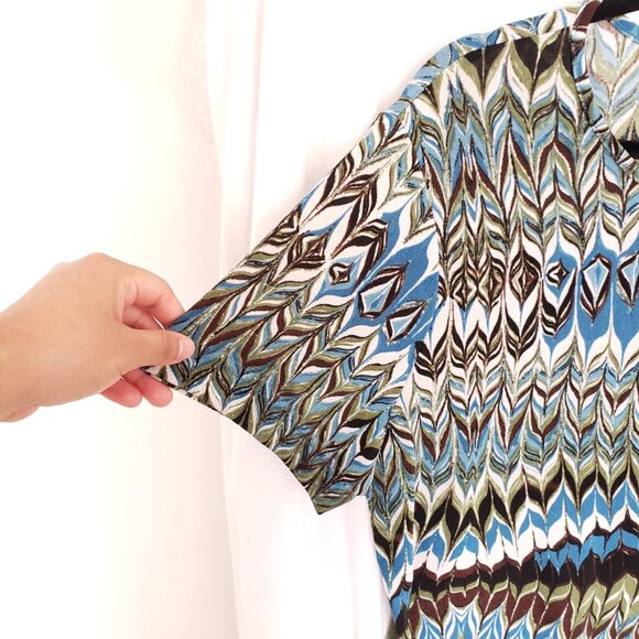 Jaclyn Smith Multicolor Stripie Short Sleeve Stretchy Scoop Neck Blouse Size XL - Picture 6 of 12